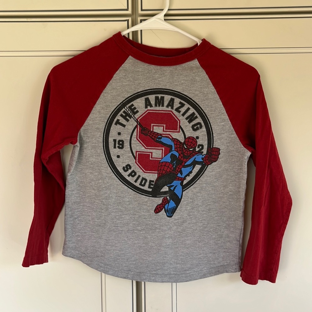 MARVEL COMICS -gym friend- Spider-Man Long Sleeve Raglan Tee-size M(7-8)